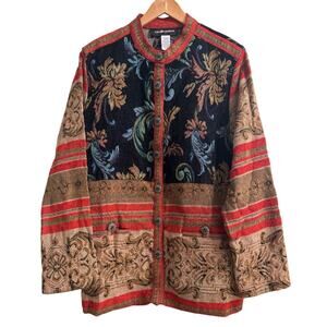 Sag Harbor Tapestry Jacket sz 14 Art to Wear Eclectic Boho Unique Patchwork